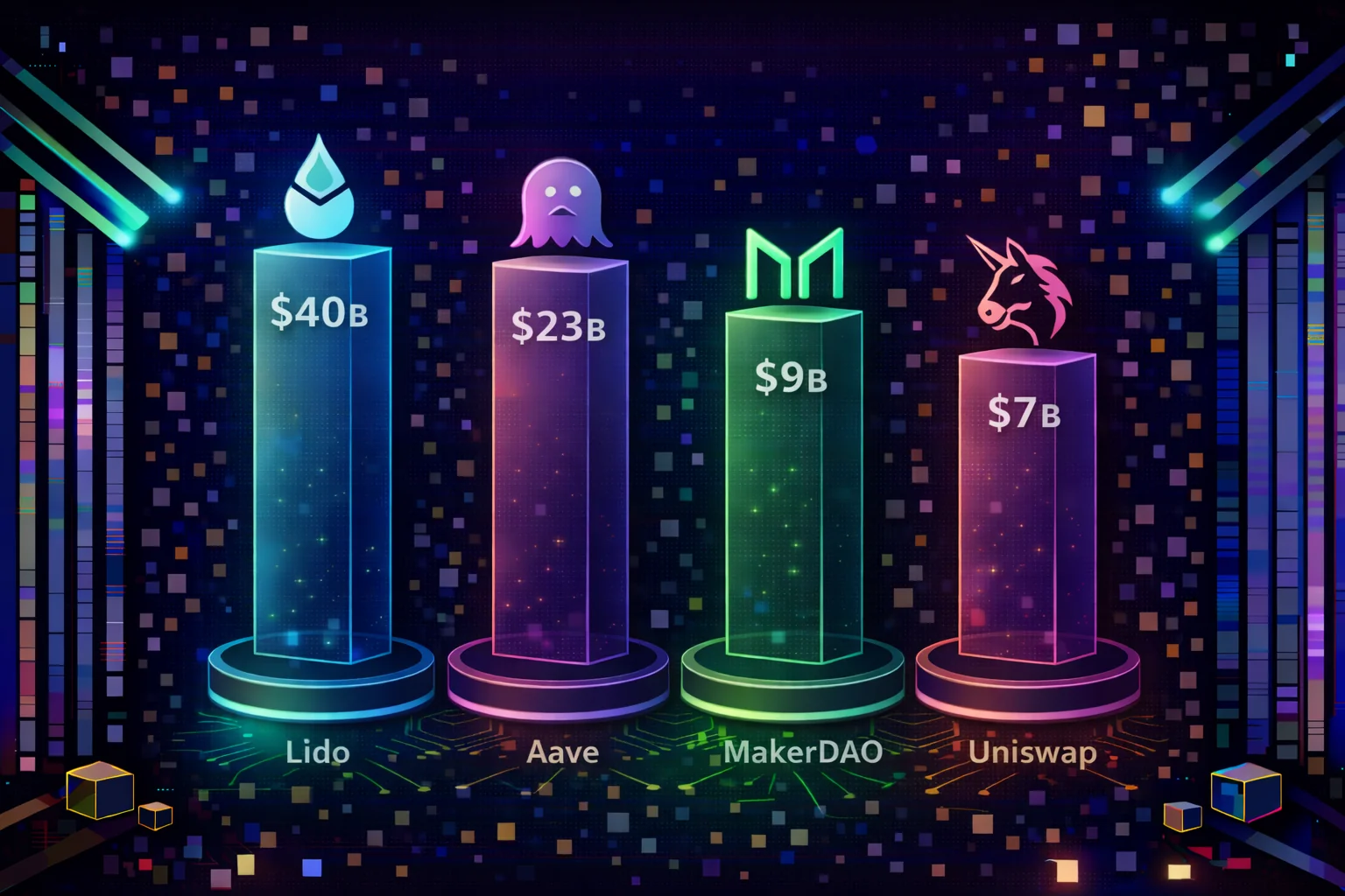 DeFi protocols TVL comparison chart showing total value locked across different protocols