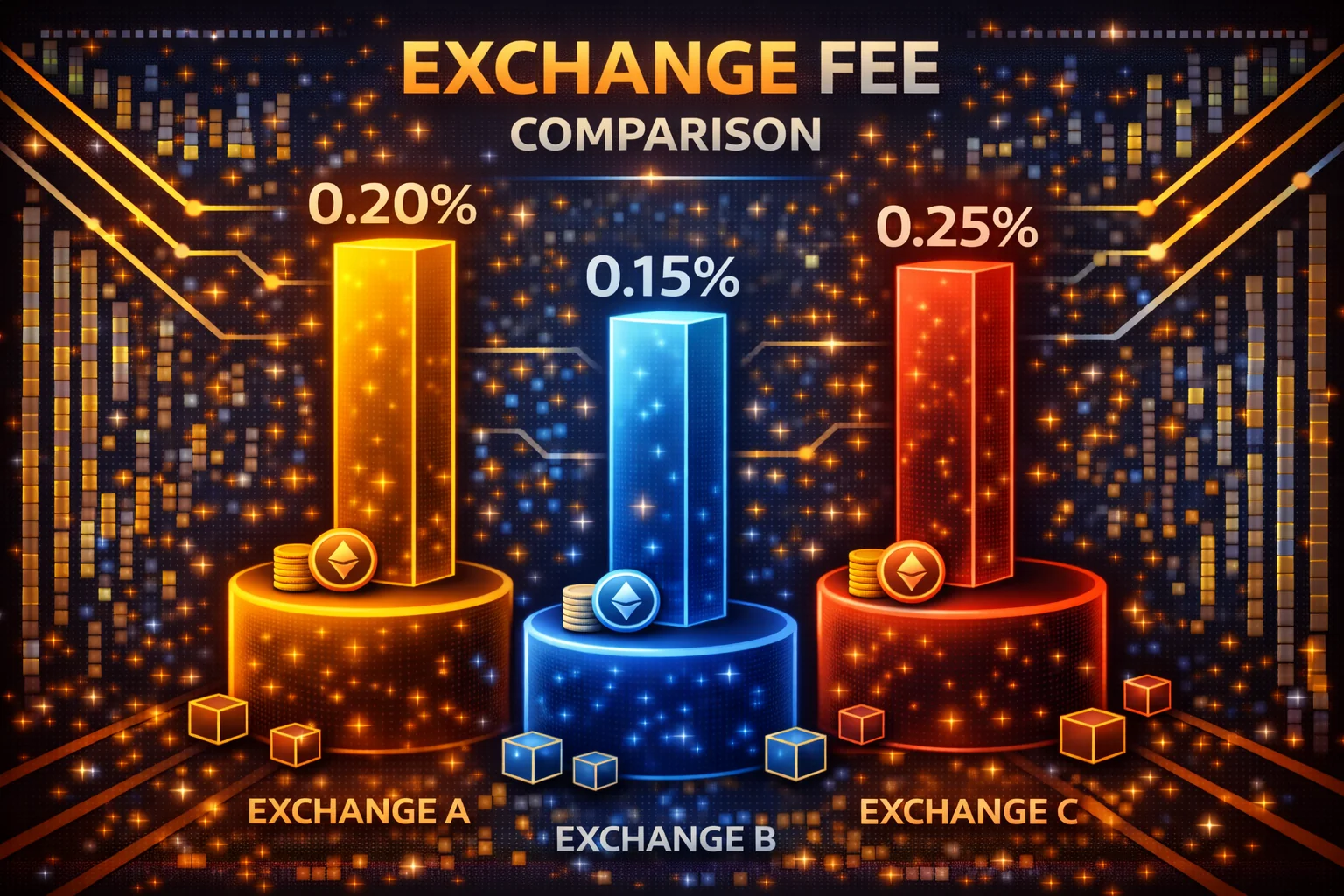 Exchange fee comparison chart showing trading fees across different platforms
