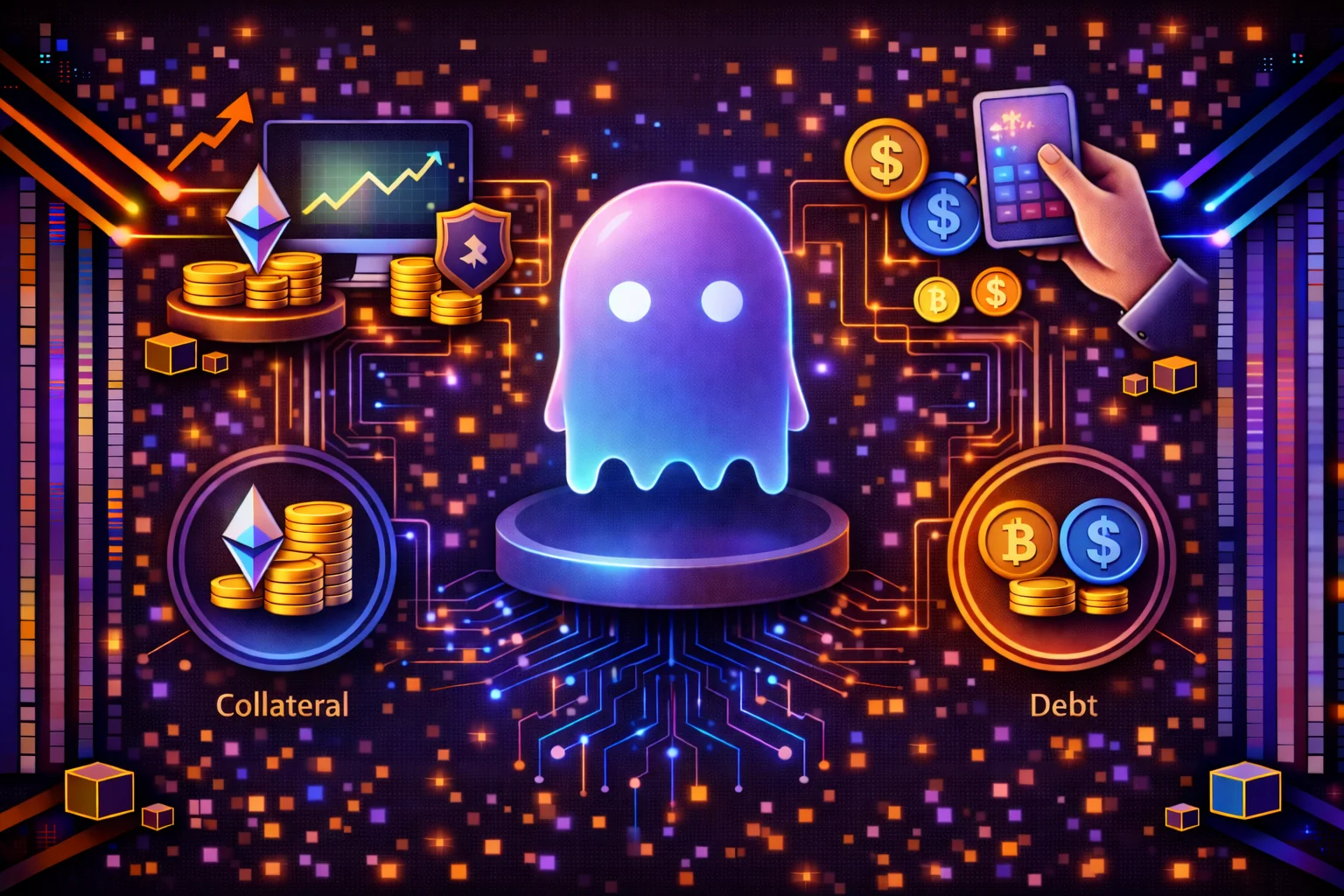 Aave borrowing features including multi-chain deployment, flash loans, and efficiency mode