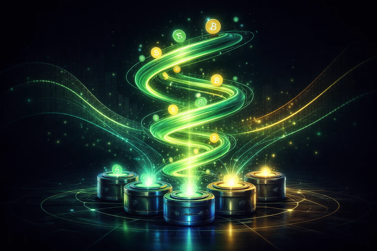 Auto-compounding yield aggregation diagram showing Yearn vault strategies and Convex CRV boosting mechanics in 2026