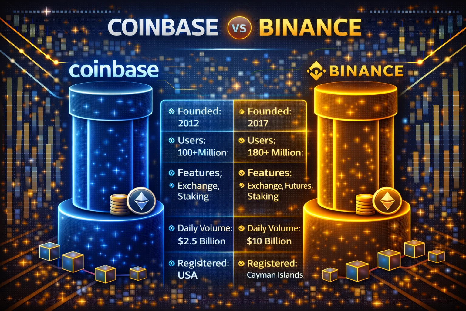 Coinbase vs Binance platform comparison showing interfaces and capabilities