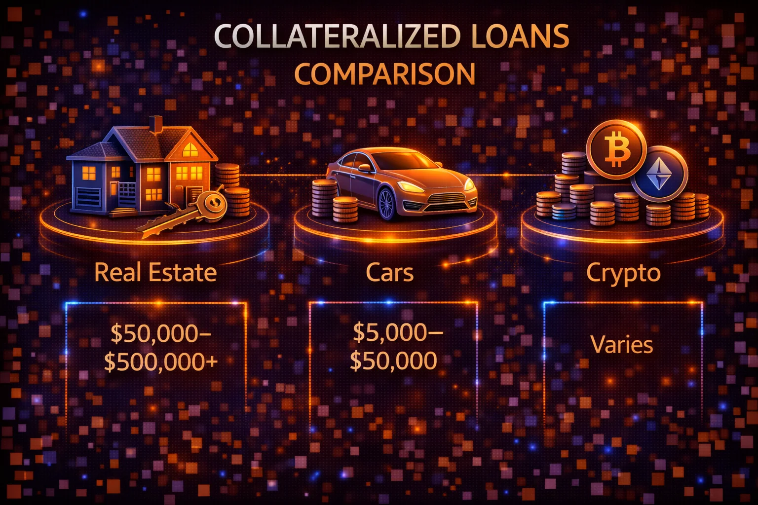 Overcollateralized vs undercollateralized crypto loans comparison showing risk and collateral differences