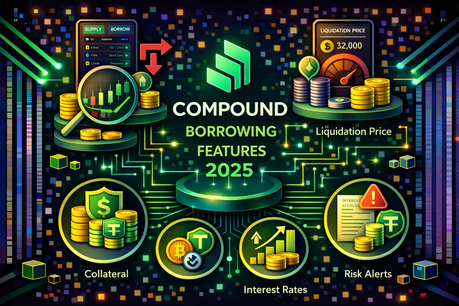  Compound Finance borrowing features including algorithmic rates, COMP rewards, and multi-chain deployment