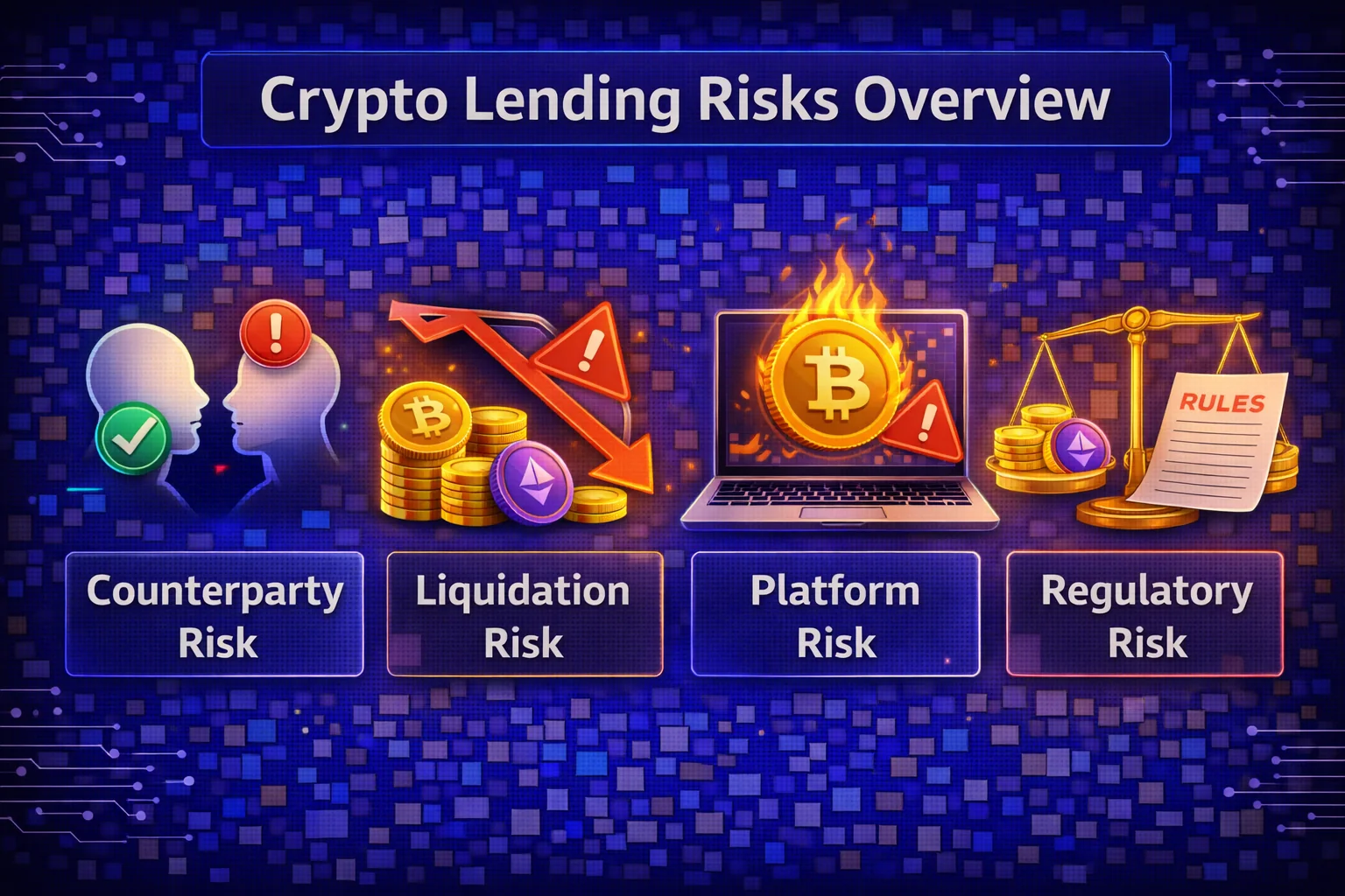 Comprehensive overview of cryptocurrency lending risks including platform, smart contract, and market risks