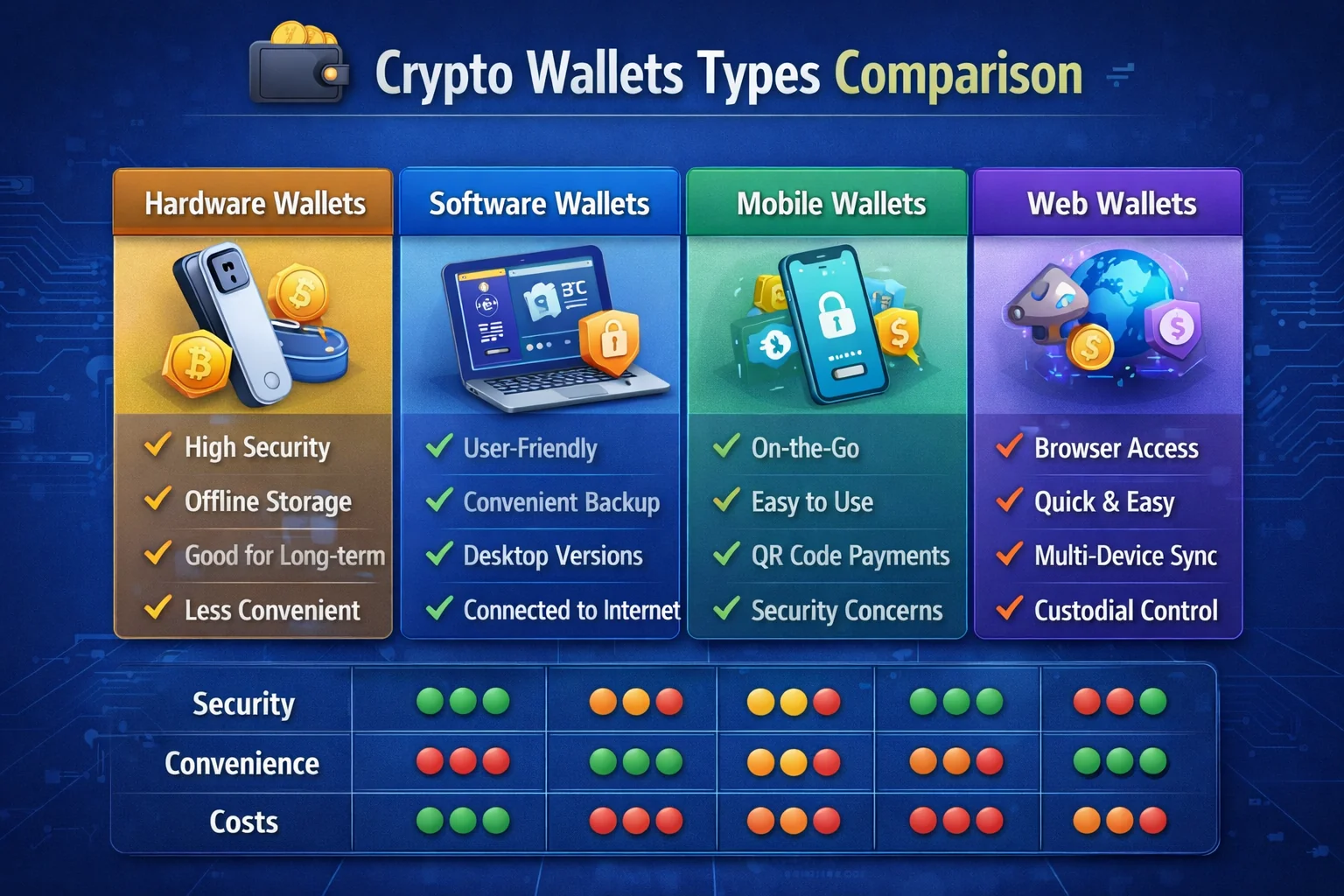 Crypto wallet types comparison: hardware, software, and mobile wallets