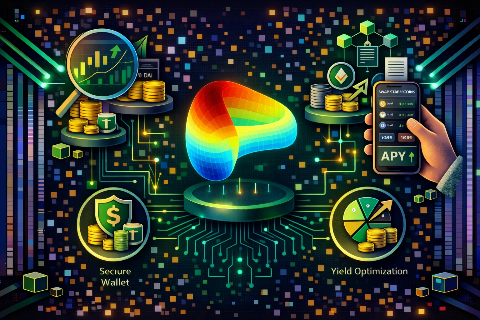 Curve Finance DeFi protocol interface showing stablecoin pools and yield farming opportunities