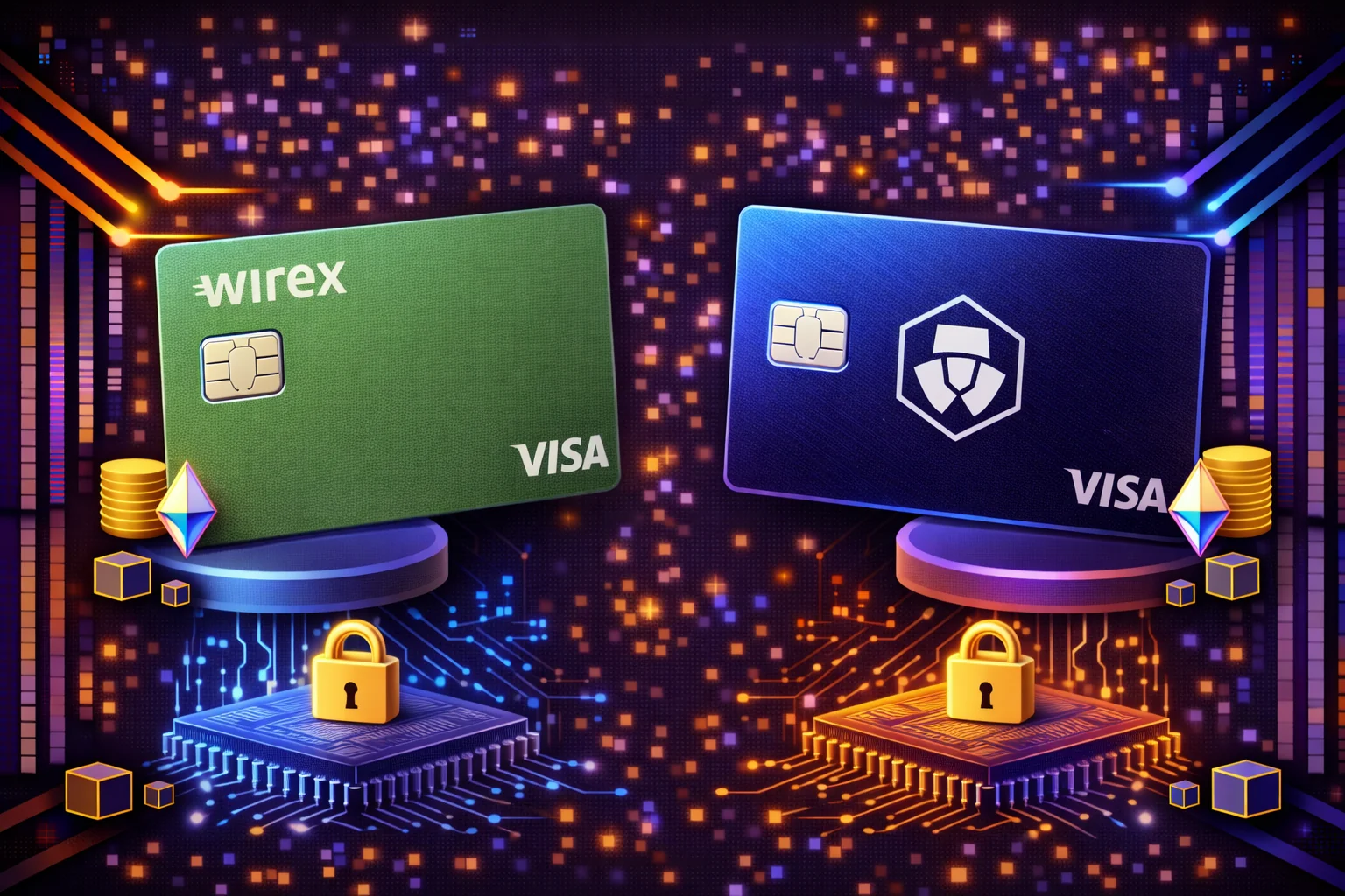 the Wirex vs the Crypto.com transaction solution comparison showing capabilities and benefits structure