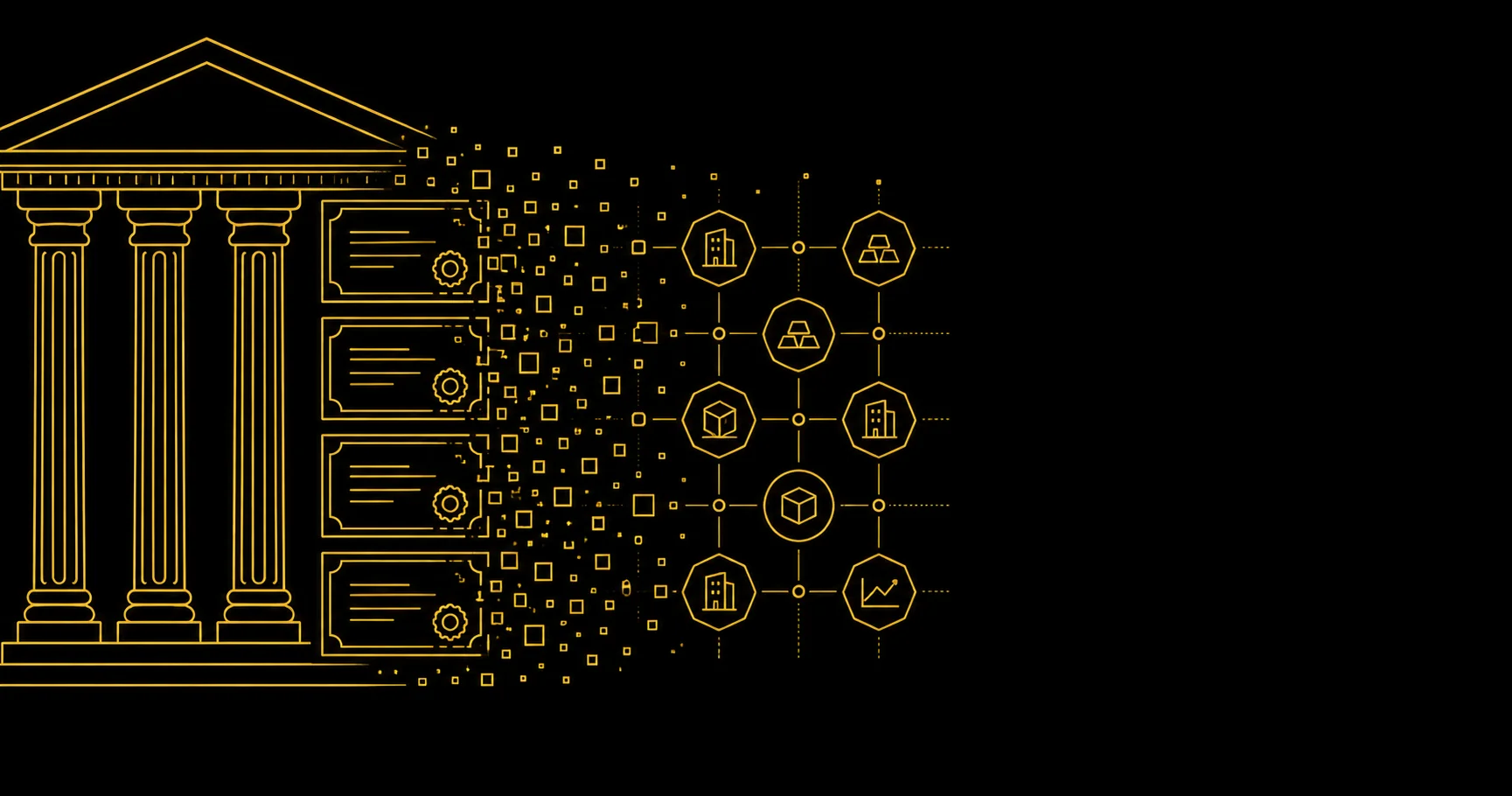 Tokenised real-world assets — treasuries, private credit, real estate, and gold — represented as on-chain tokens