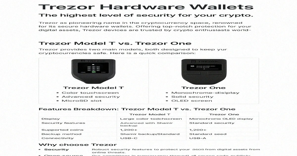 Trezor Hardware Wallet Models